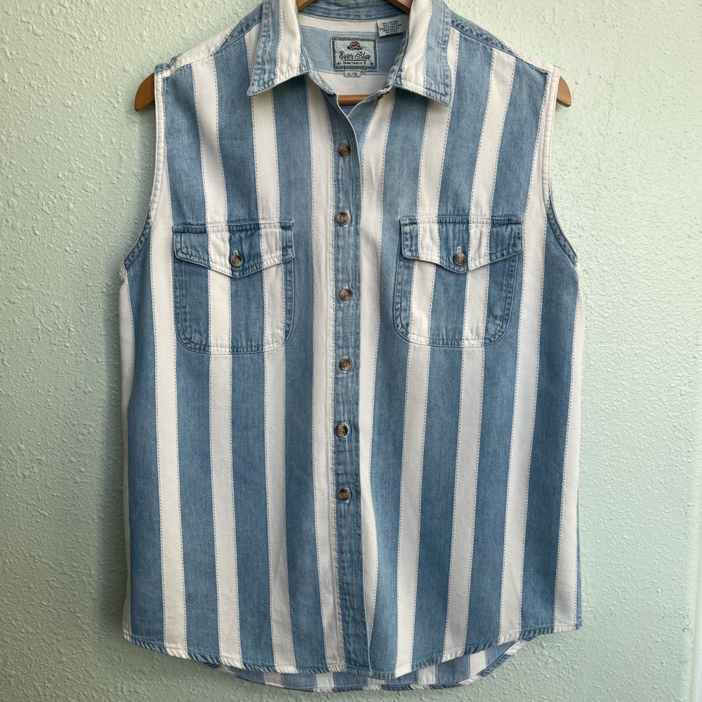 Striped Blue and White Button Down Shirt